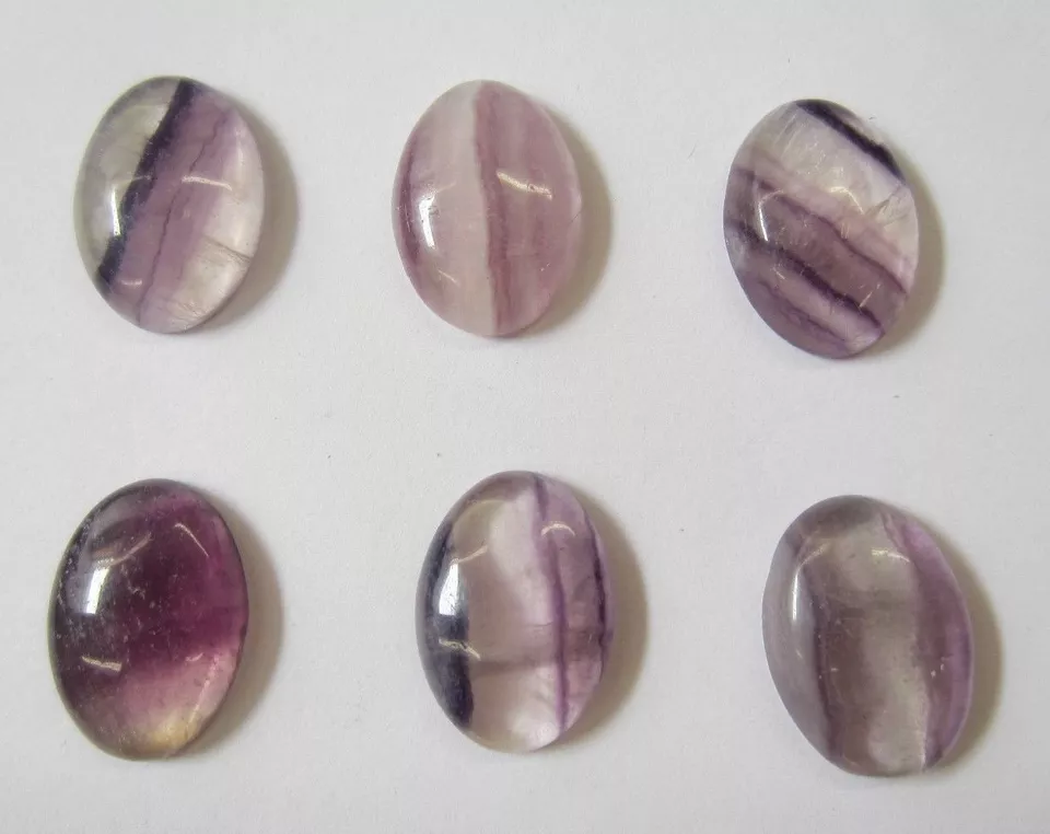 2pcs 13x18 13mm x 18mm Natural Fluorite Calibrated Oval Cabochon Gemstones