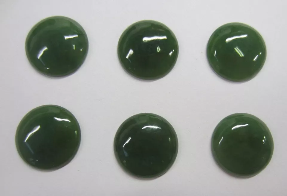 2pcs 15mm Round Natural British Columbia BC Nephrite Jade Cabochon Gemstones Cab