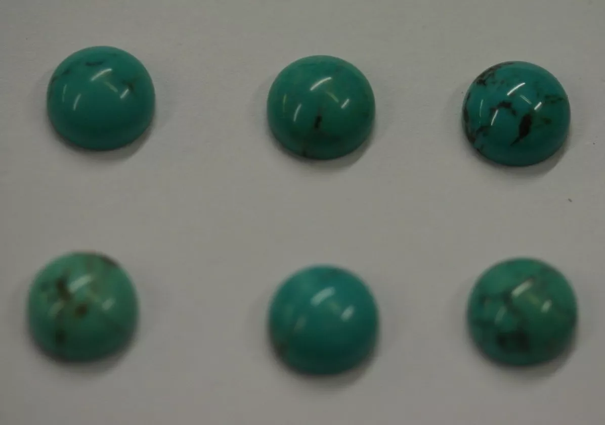 2pcs Natural Chinese Turquoise Round Cabochon 6mm Gemstones