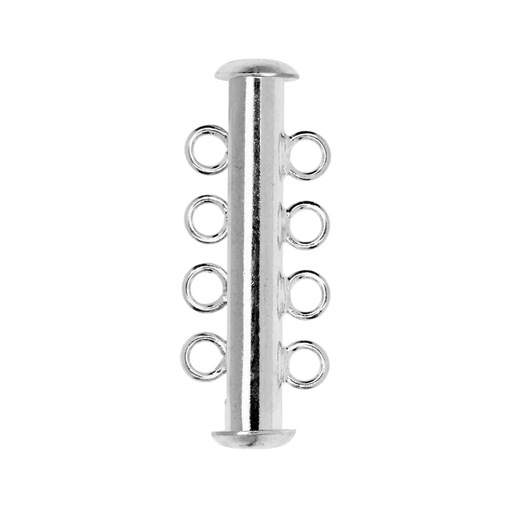 Sterling Silver Tube Lock Clasps - 4 strand