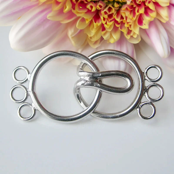 Sterling Silver Circle Hook Clasps - 3 Strand