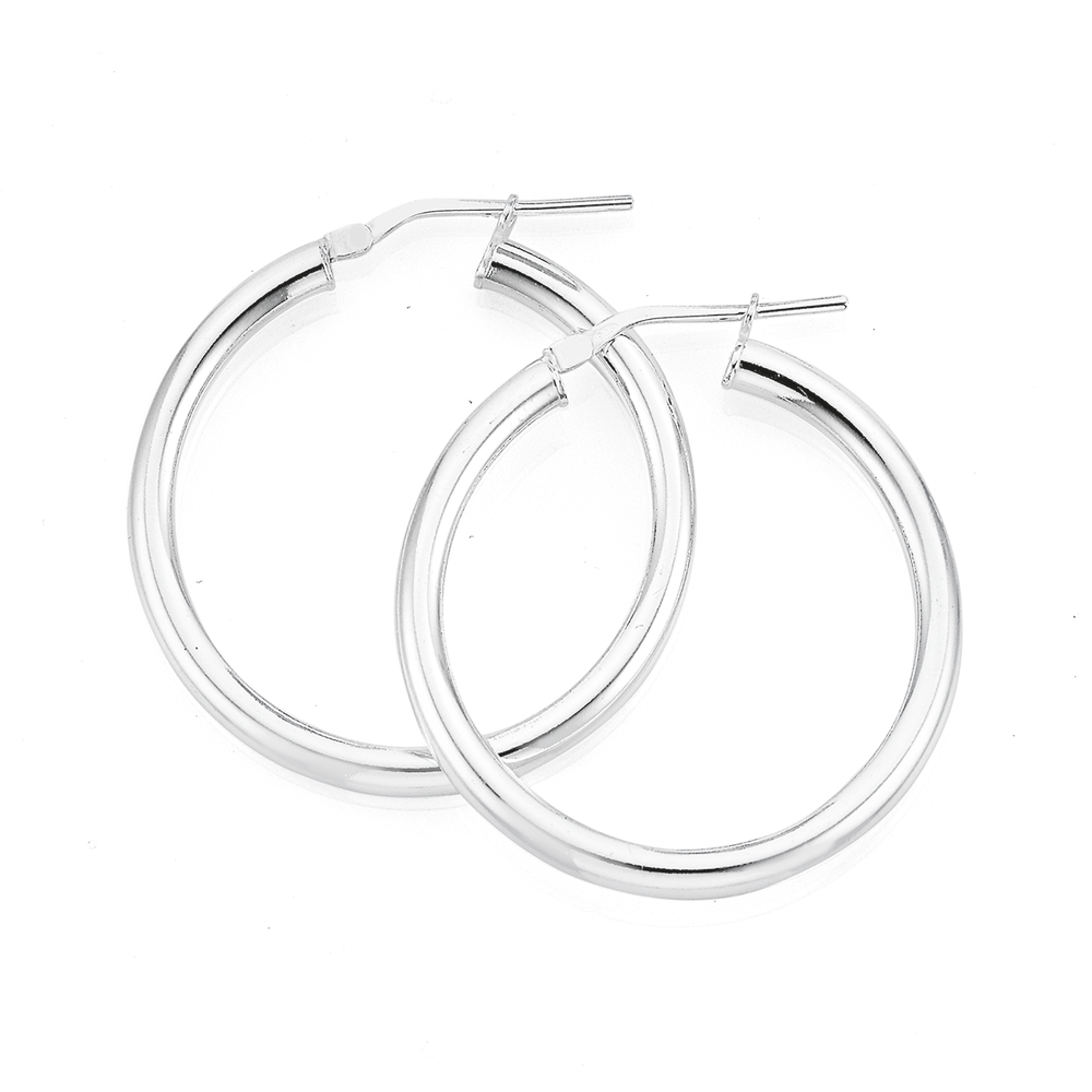 Sterling Silver Round Tubular Hoops - 12mm