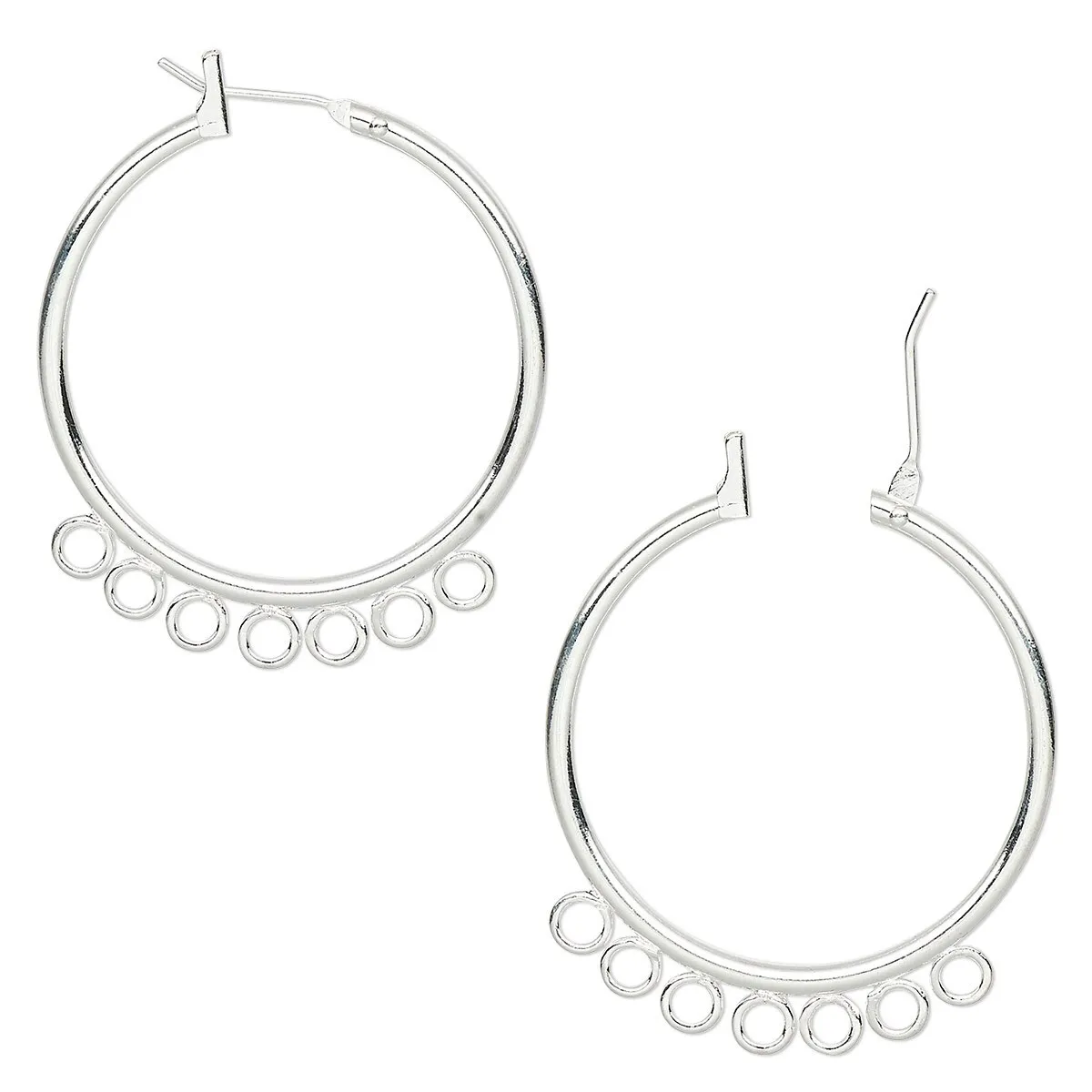 Silver Hoop Earrings w/Loop - 20mm w/ 7 Loops