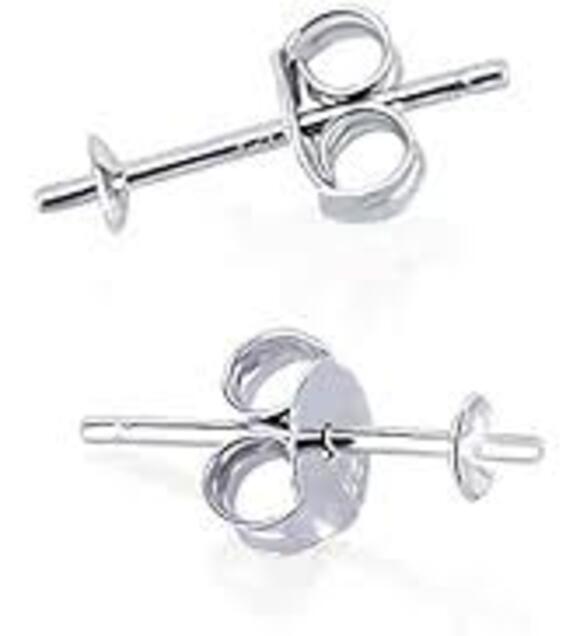 Sterling Silver Pearl Cap Posts -4mm