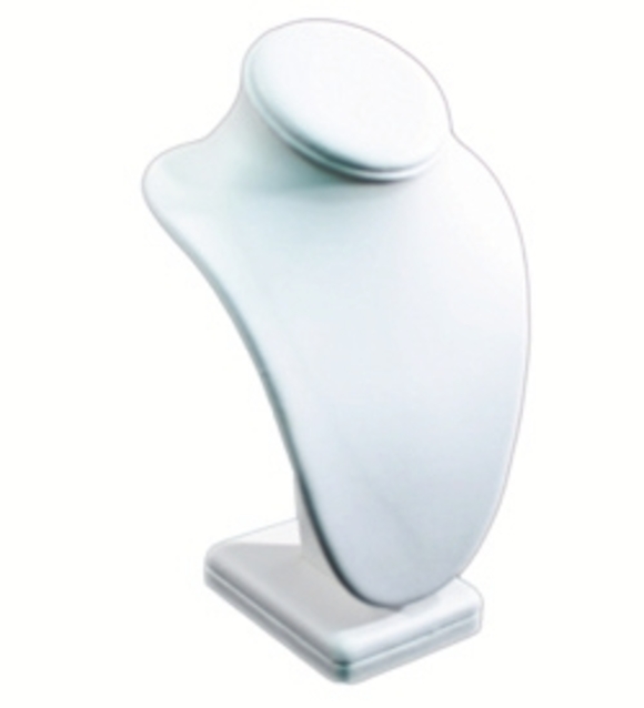 Large Mounted Neck Display - White Leatherette