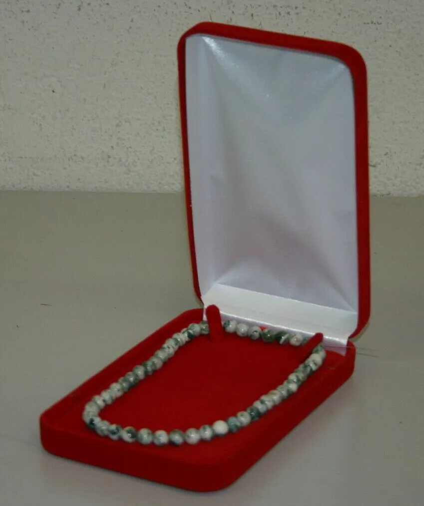 Red Velvet Necklace Chain Beads Pearls Jewelry Gift Box with FREE White Box