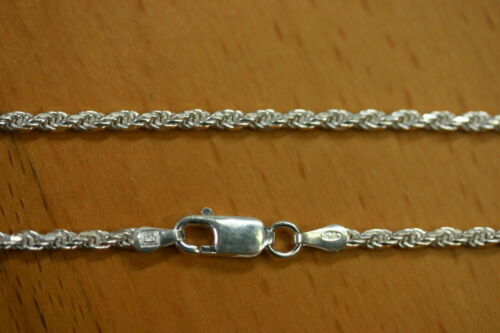 16" 2.2mm Solid Sterling Silver Diamond Cut Rope Chain Necklace Made in Italy