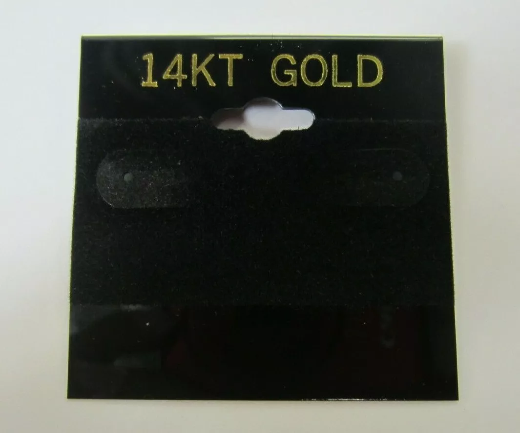 50 "14KT GOLD" 2" x 2" Black Flocked Hanging Earring Cards Jewelry