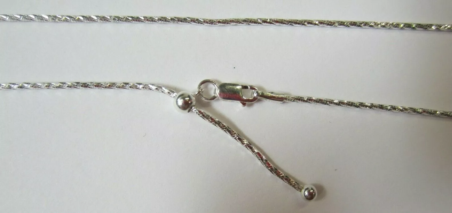 1.1mm Solid 925 Sterling Silver Adjustable Round Snake Necklace Chain up to 22"