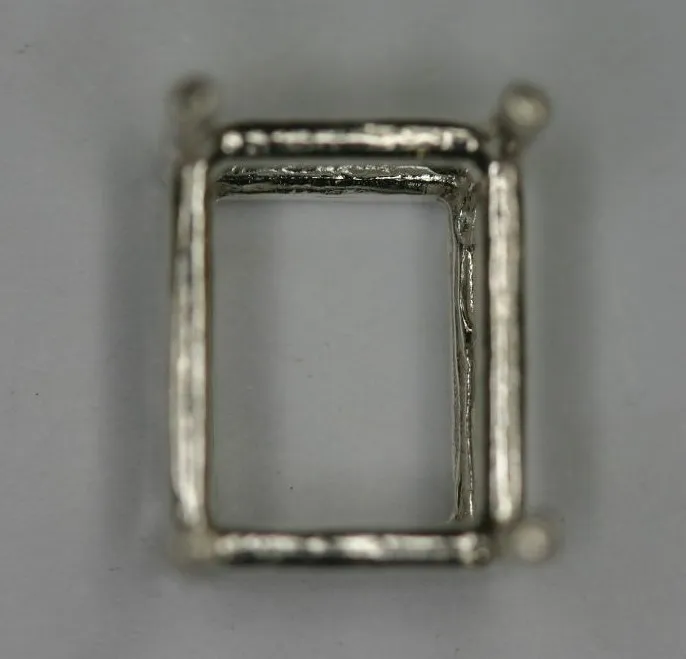 8x10mm Pre-notched Sterling Silver Emerald cut Head Setting Mounting Gemstones