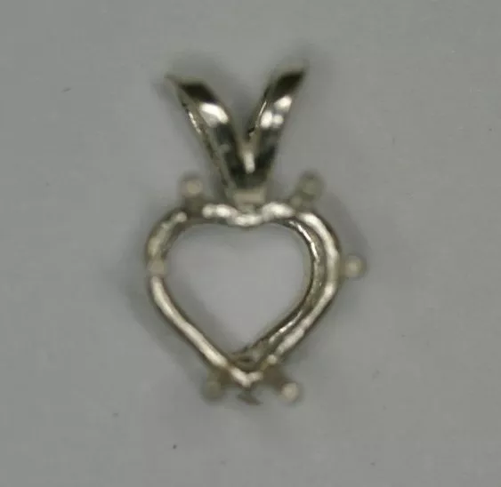 8x8mm Prenotched Sterling Silver Heart Shape Pendant Mounting 6 Prong Gemstones