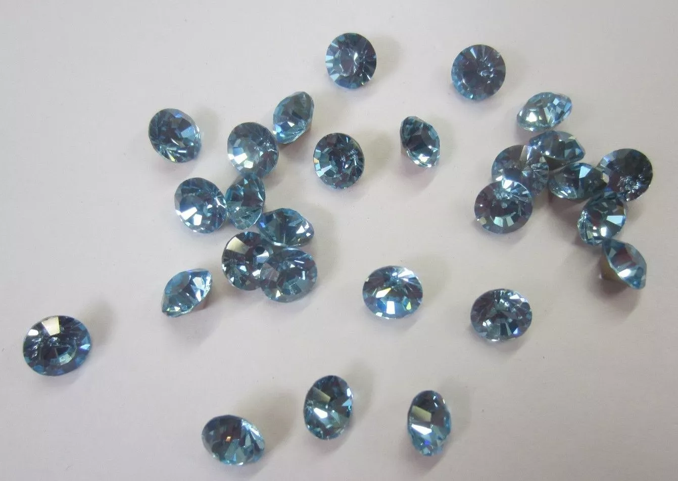 20pcs 6mm Faceted AB Blue Topaz Glass Rhinestones Foiled Pointed Back Jewelry