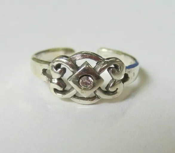 925 Sterling Silver Adjustable Toe Ring Celtic Design with Clear CZ Jewelry S14