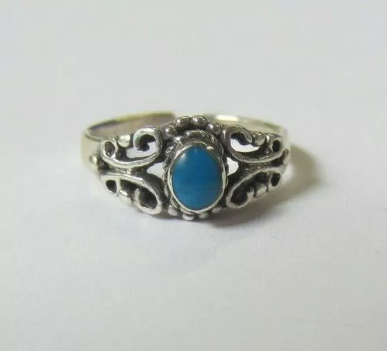 Sterling Silver Adjustable Fashion Design Toe Ring Turquoise stone Jewelry S40