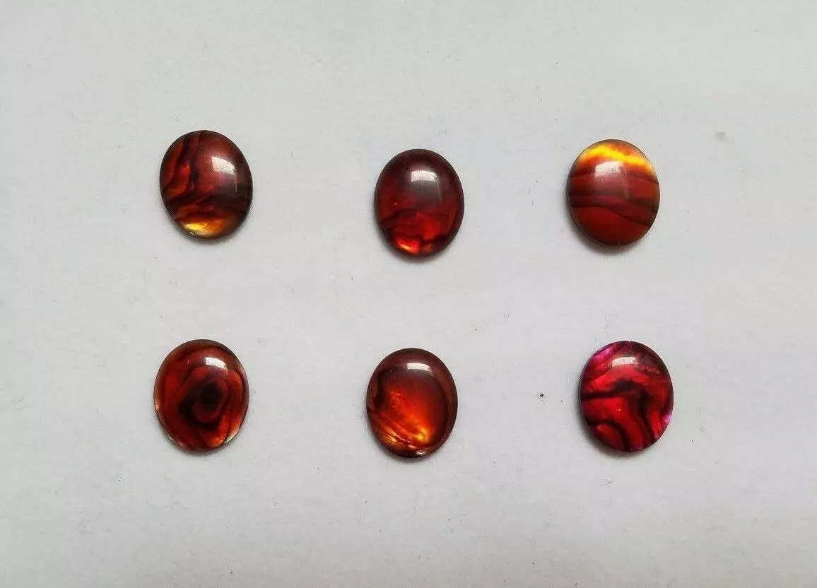 10pcs 6x8mm Natural Paua Shell Red Calibrated Oval Cabochon Gemstones Jewelry