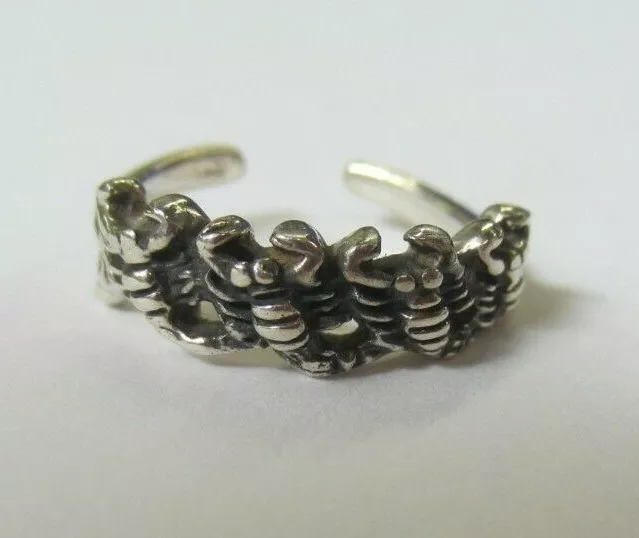 Sterling Silver Adjustable Toe Ring 4 Scorpions Design Oxidized Jewelry T44