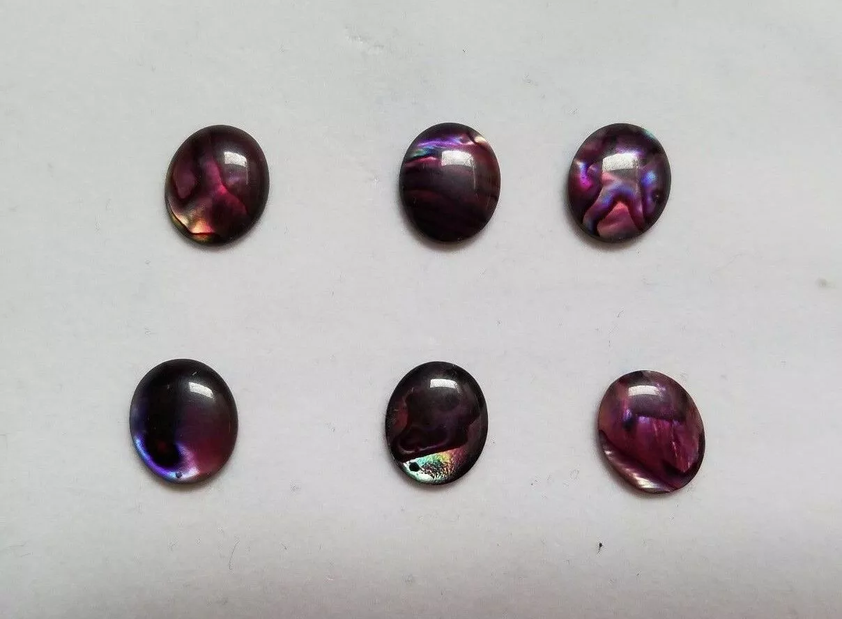 10pcs 5x7mm Natural Paua Shell Purple Calibrated Oval Cabochon Gemstones Jewelry