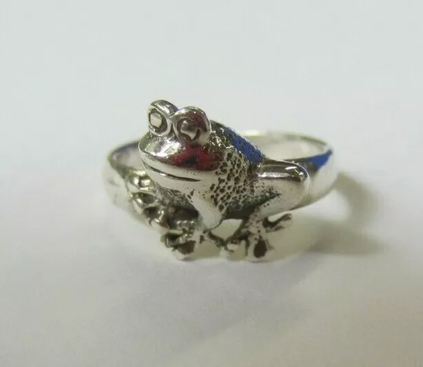 Sterling Silver Adjustable Toe Ring Sitting Frog Design Oxidized Jewelry T40