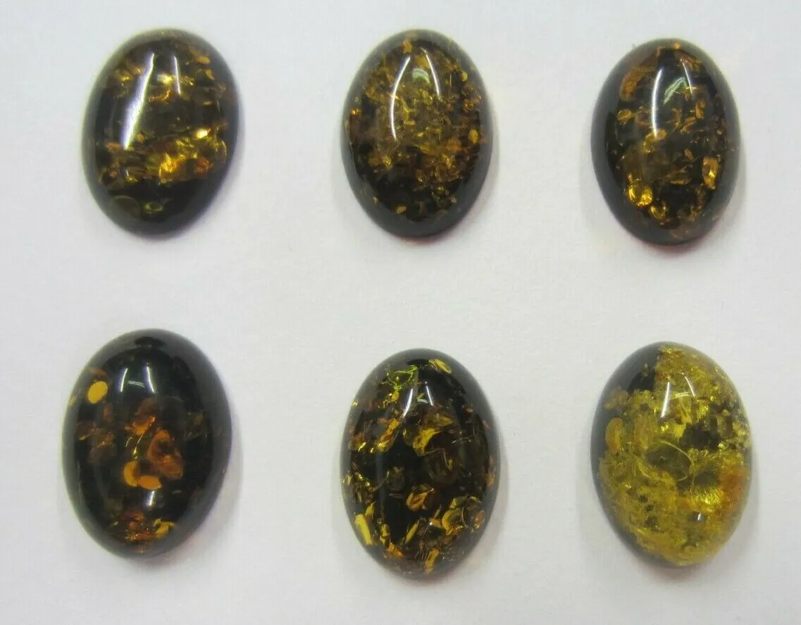 2pcs Natural Calibrated Oval Green Amber Cabochon Gemstones 7x9mm 9x7mm Jewelry