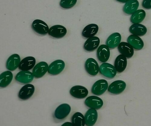 10pcs 4x6mm Natural Green Onyx Calibrated Oval Cabochon Gemstones Gems Jewelry